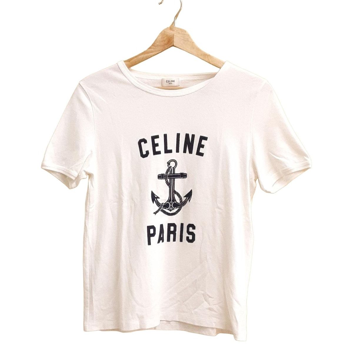 CELINE セリーヌ 半袖Tシャツ サイズM レディース - 2X80D671Q01MA 白×ネイビー アンカー