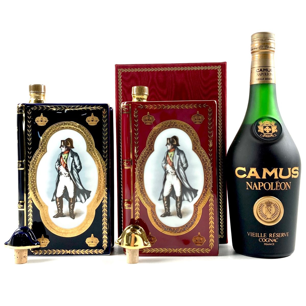 3本 カミュ CAMUS ナポレオン ブック 青 赤 ナポレオン ヴィエイユリザーブ コニャック ブランデー セット 【古酒】 - メルカリ