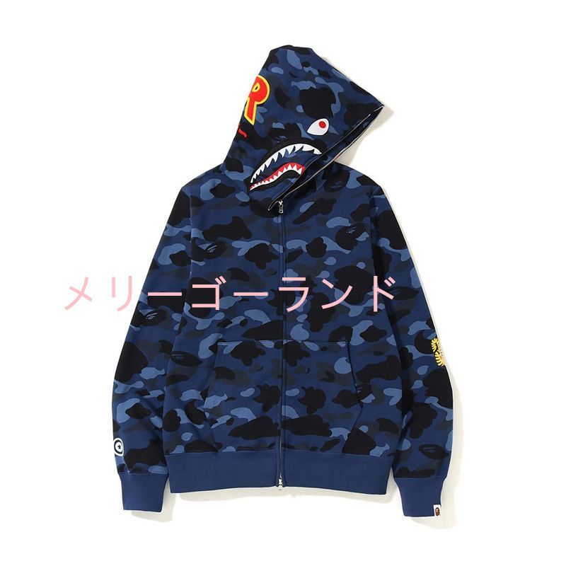 新品 A BATHING APE PONR Camo Shark Full Zip Hoodie アベイシングエイプ フーディ パーカー 男女兼用  ブルー - メルカリ