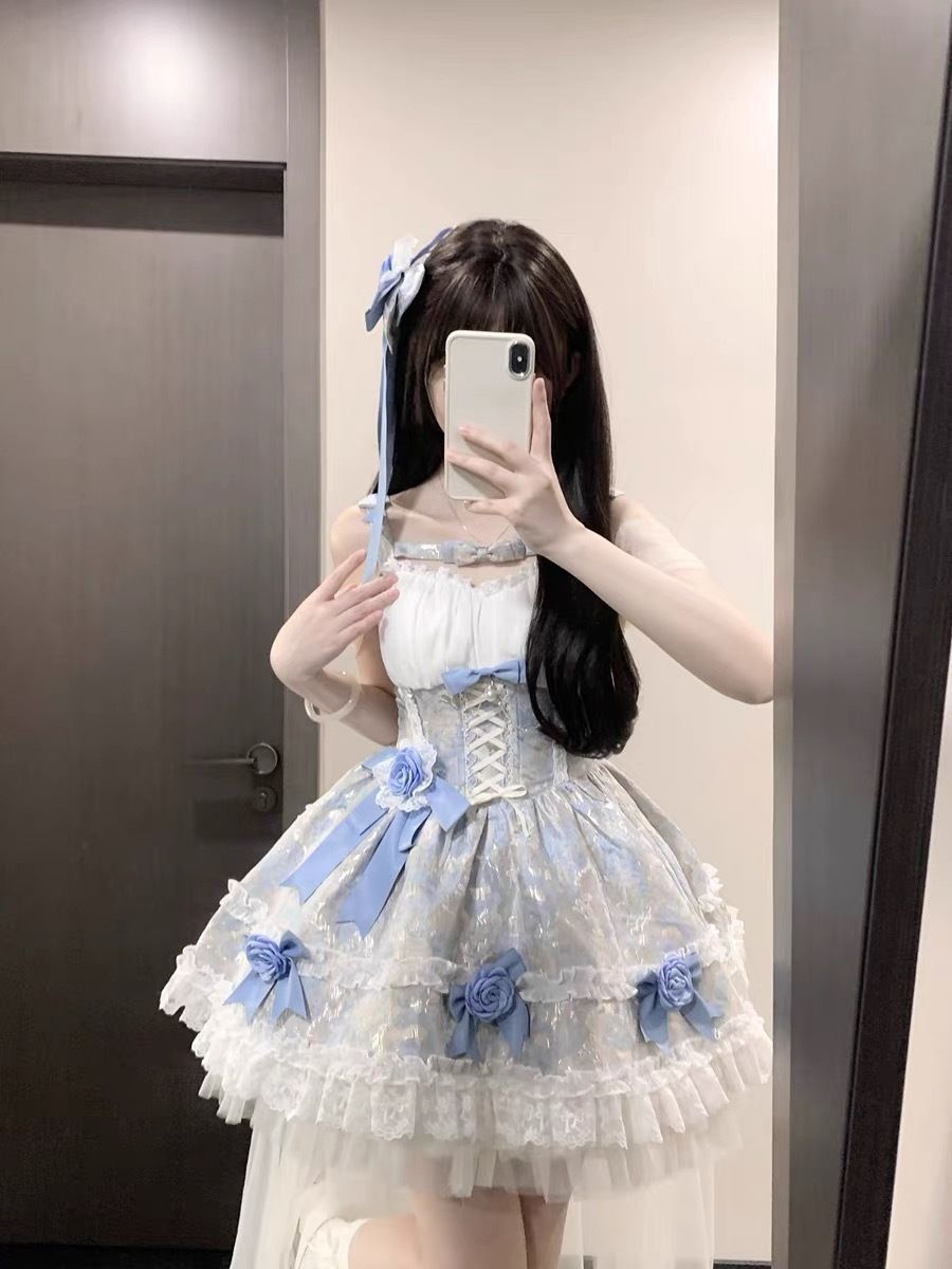 【人気のアイテム】 lolita オリジナル 洋服 ロリータ ワンピース ピンク ブルー 日本全国無料配達!