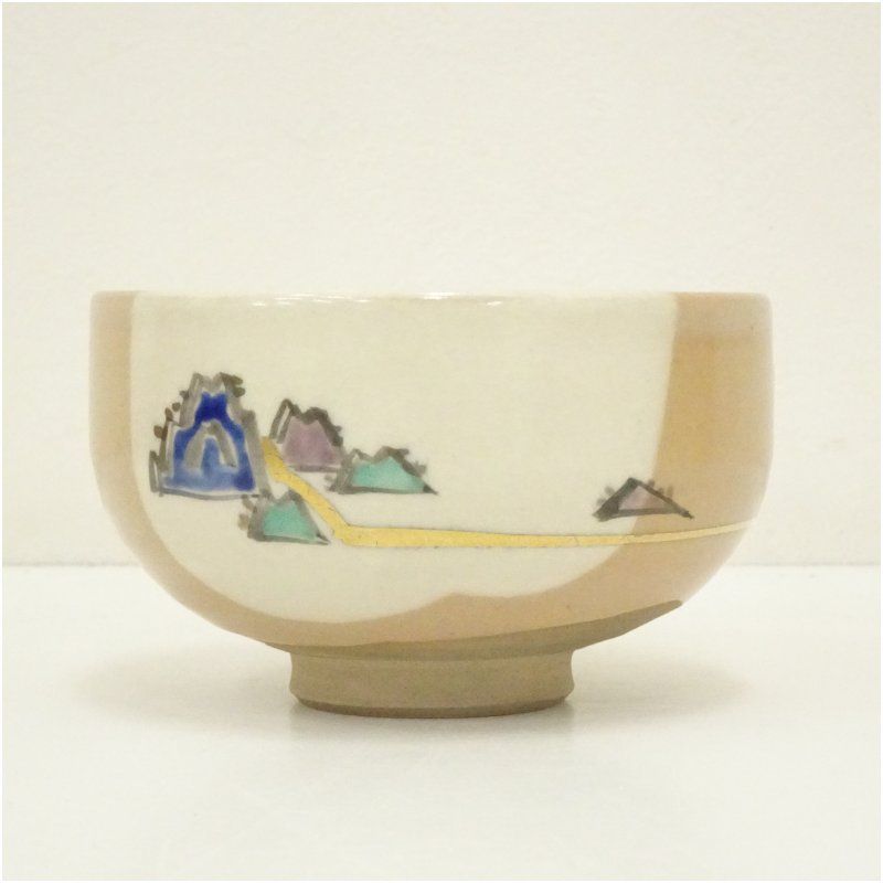 抹茶茶碗 桜 金 色絵 茶道具 和食器 骨董 茶会 茶の湯 茶器/茶道具 抹茶茶碗】 色絵茶碗 金刷毛目 桜 高台桜 加藤利昇