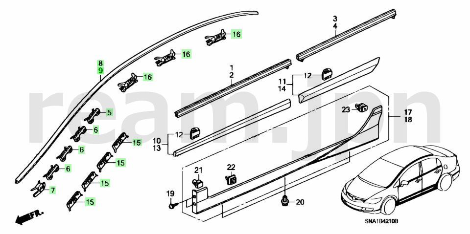 クリップ24個付 新品 ホンダ純正 FD1 FD2 FD3 シビック ドリップサイド