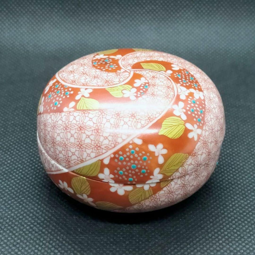 福島武山 赤絵花文 香合 九谷佐野窯 福島武征 赤繪細描 赤絵細密画 九谷武山