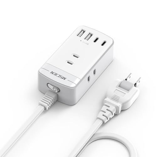 Mscien 延長コード 3m スイッチ付き usb コンセント 3個AC差込口 2個usb-c 2個usb-a 電源タップ usb付き コンセントタップ テーブルタップ コンセント 分岐 oaタップ コンセント たこあし 雷ガード付き