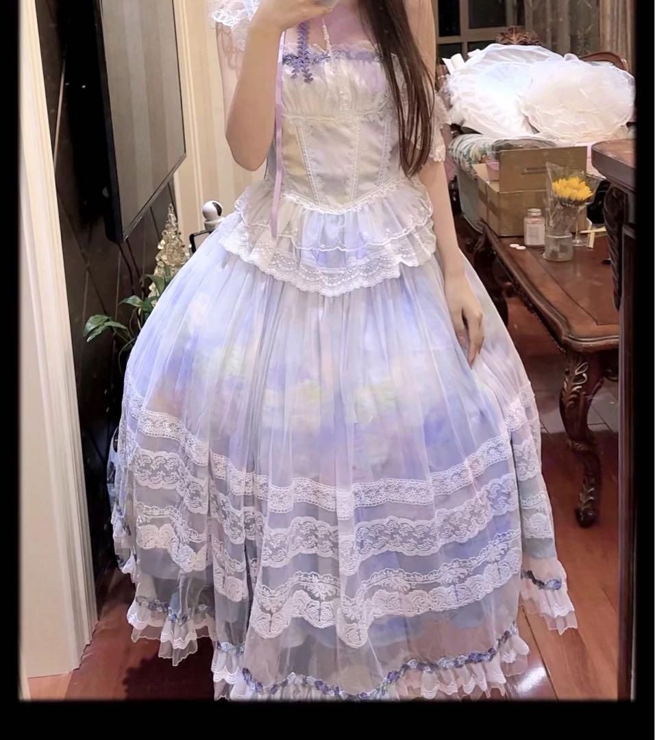 【韓嬢】ゴスロリ・ロリータドレス 上下セット 森ガール 姫様 お嬢様 白色 韓嬢】ゴスロリ・ロリータドレス 上下セット 森ガール 姫様
