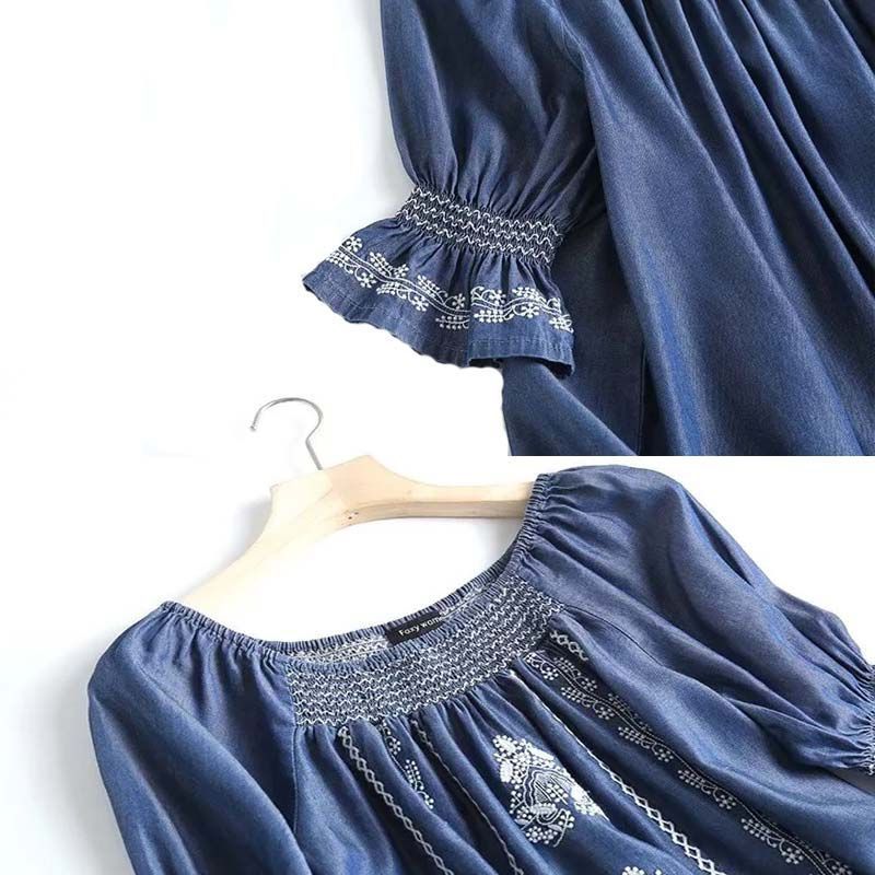 ブラウス 5分袖 夏 デニム tシャツ フリル袖 刺繍 シャツ 花柄 半袖シャツ レディース デニムシャツ 春 五分袖 チュニック プルオーバー 楽天市場】ブラウス 5分袖 夏 デニム tシャツ フリル袖 刺繍