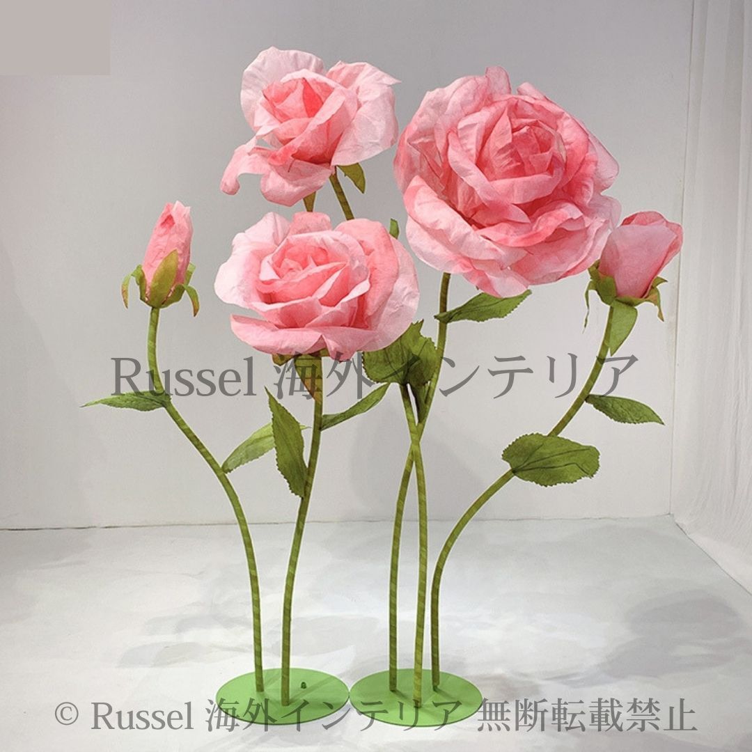 フェイク フラワー 薔薇 バラ 造花 大きめ デコレーション 台座付き おしゃれ かわいい 巨大 ペーパーフラワー インテリア 結婚式 イベント パーティ ディスプレイ 店舗 装飾 8-14