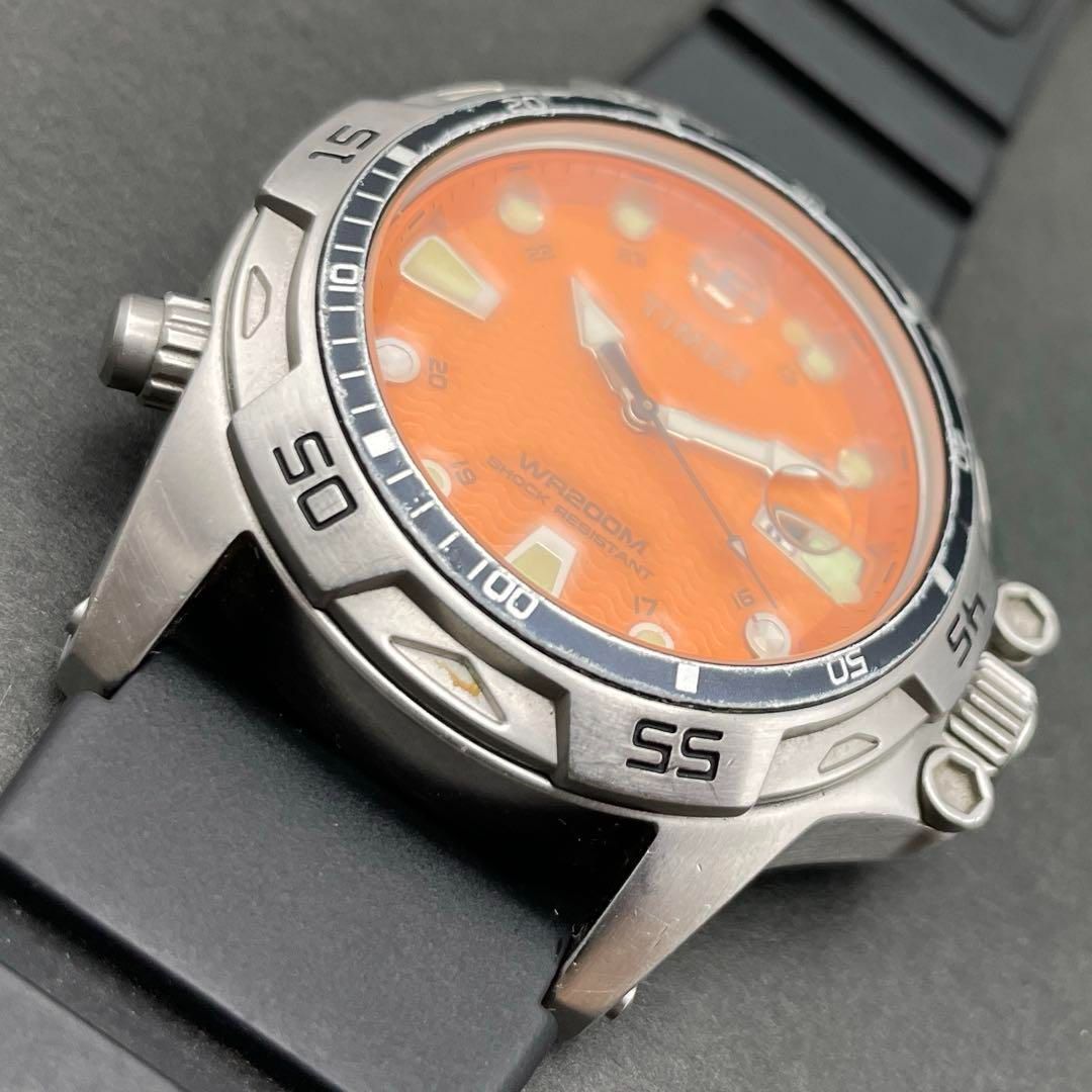 TIMEX WR200M オレンジ ダイバーズウォッチ インディグロナイト