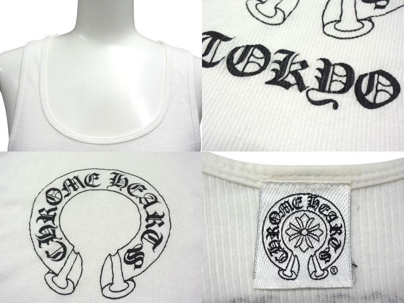 ［美品］クロムハーツ タンクトップ ネックロゴ ダガープリント ハート　M CHROME HEARTS クロムハーツ DAGGER ダガープリント バックホース