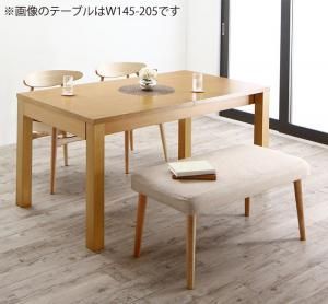 最大205cm 3段階伸縮 ワイドサイズデザイン ダイニング 4人 4点セット(テーブル+チェア2脚+ベンチ1脚) W120-180