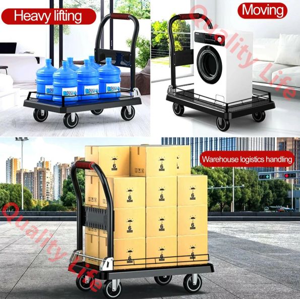 なフェンス付き折りたたみ式ハンドトラックフラットカート