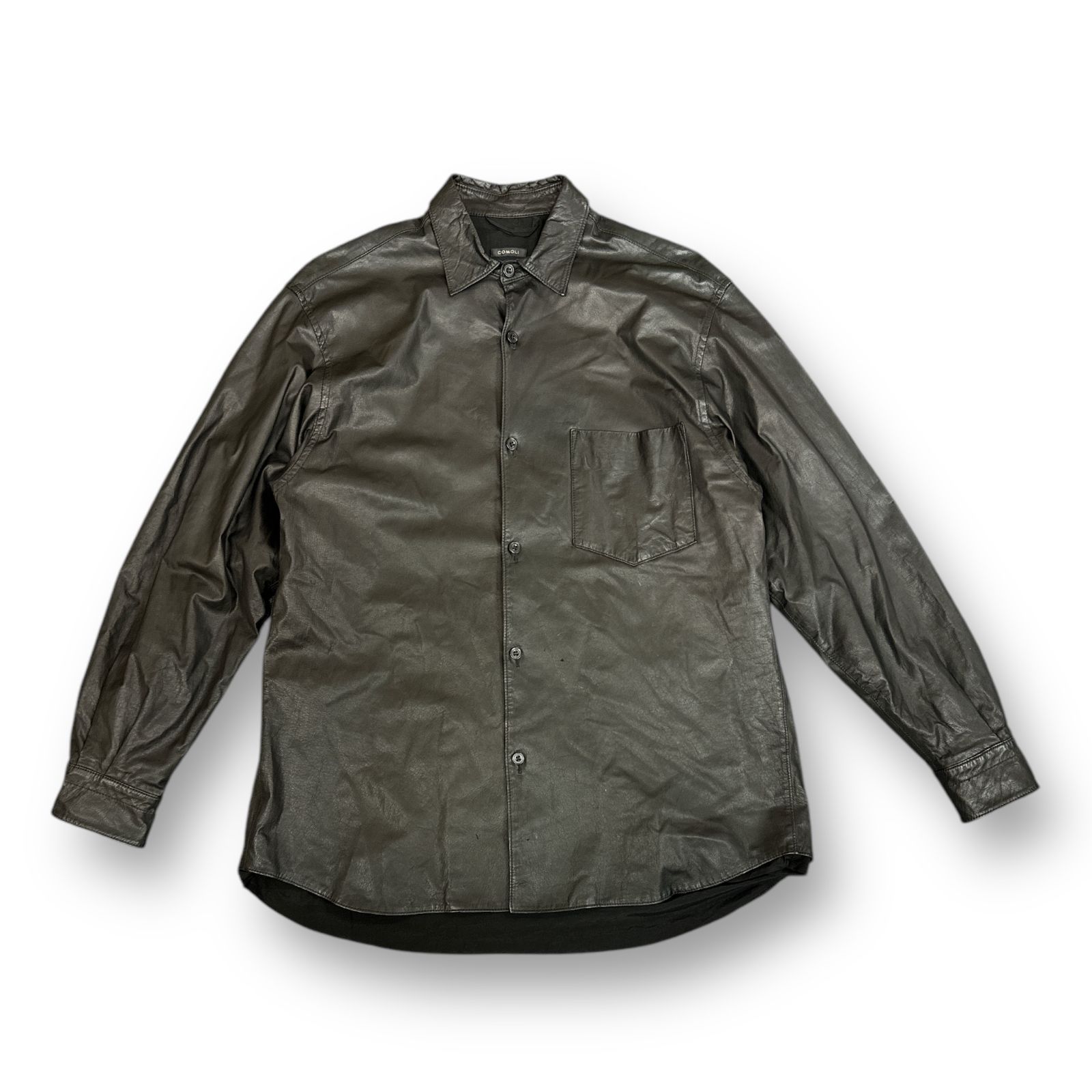 定価107800円 COMOLI 21AW Deerskin Leather Shirt ディアスキンレザーシャツ コモリ U03-01010  ブラック 2 80318A6 - メルカリ