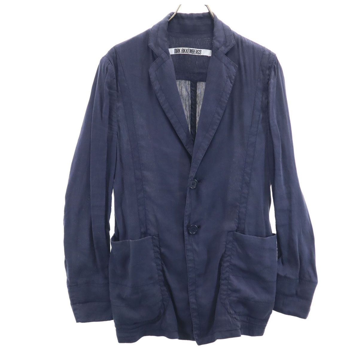 古着 DIRK BIKKEMBERGS ダークビッケンバーグ イタリア製 リネンブレンド テーラードジャケット 46 ネイビー アンコン メンズ DIRK BIKKEMBERGS ダークビッケンバーグ イタリア製 リネンブレンド