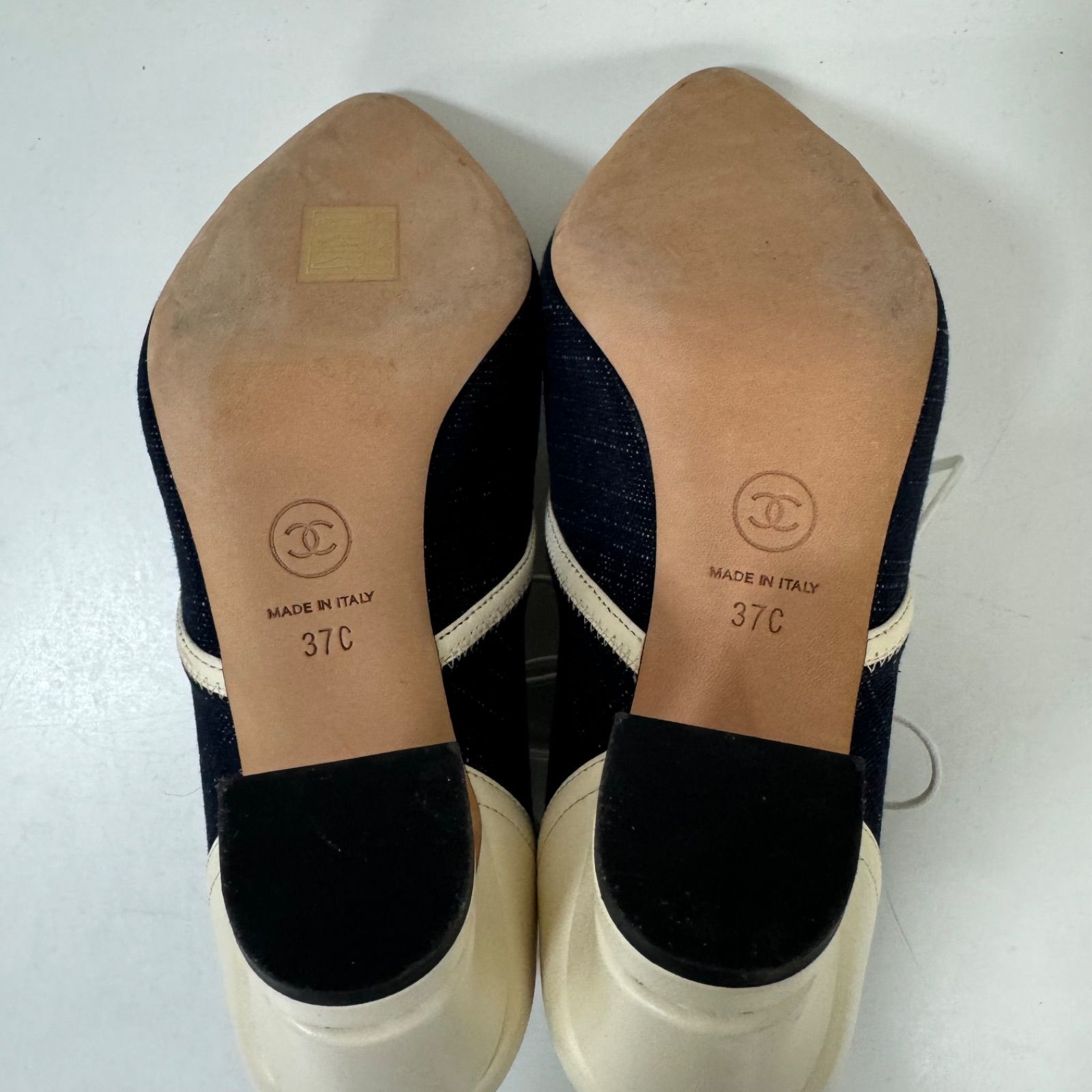 CHANEL シャネル デニム バイカラー ショートブーツ 編み上げ