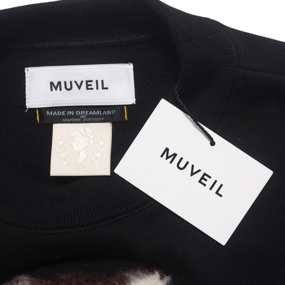MUVEIL - ■未使用品■MUVEIL ミュベール スウェット サイズ36 ネコ裏毛プルオーバー トレーナー 子猫 アップリケ コットン ブラック 20250507/RA4596 □未使用品□MUVEIL ミュベール スウェット サイズ36 ネコ裏毛