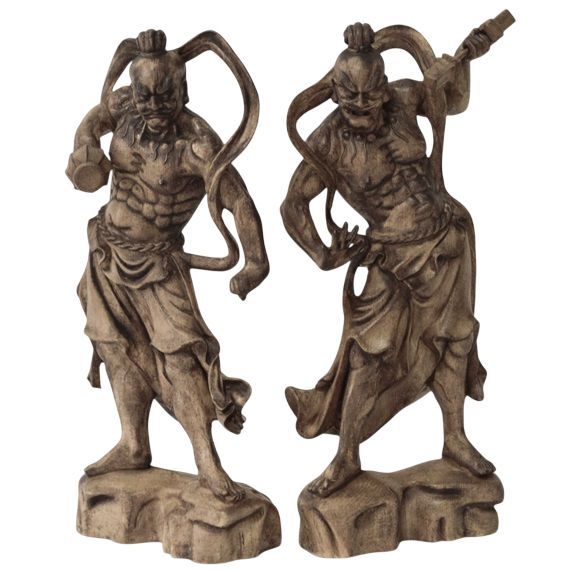 大迫力！ 木彫仁王像 金剛力士 仏教美術 骨董品 2体