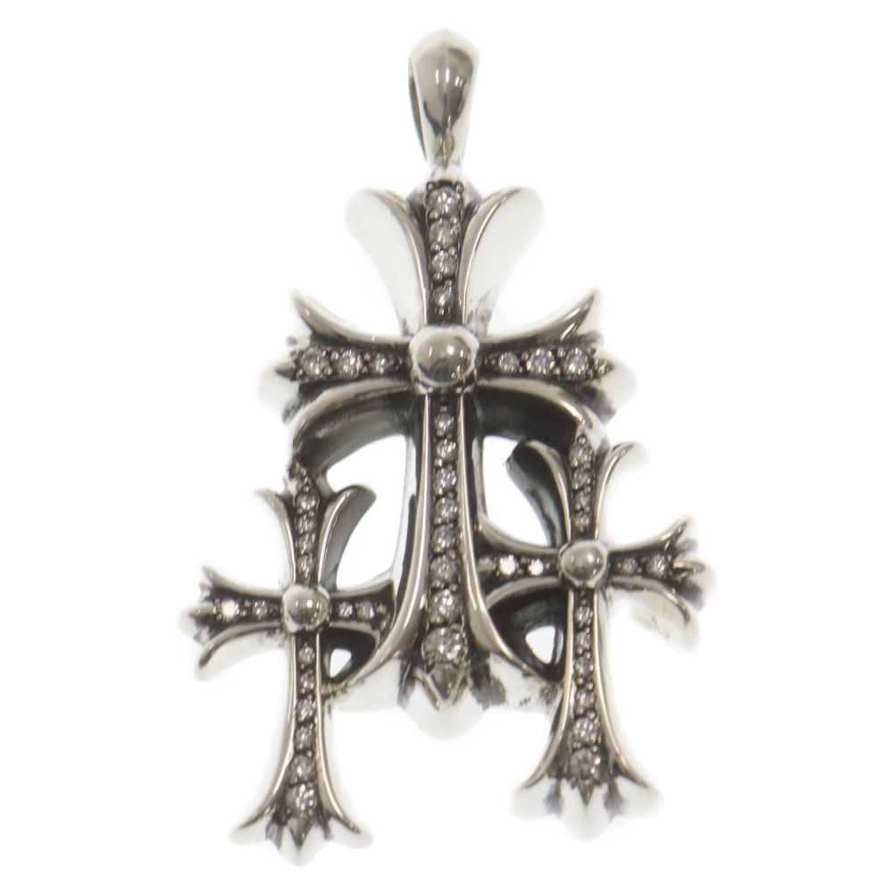 CHROME HEARTS (クロムハーツ) 3 CH CRS SML P DMND トリプルCHクロススモール PAVEダイヤ ネックレストップ  シルバー - メルカリ