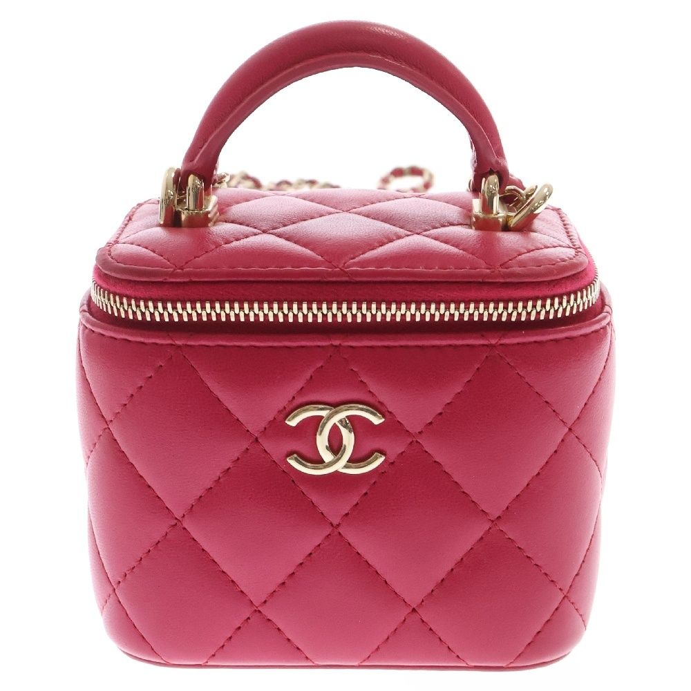 CHANEL シャネル スモールバニティ マトラッセ 2WAY チェーンショルダーハンドバッグ レディース ピンク AP2198