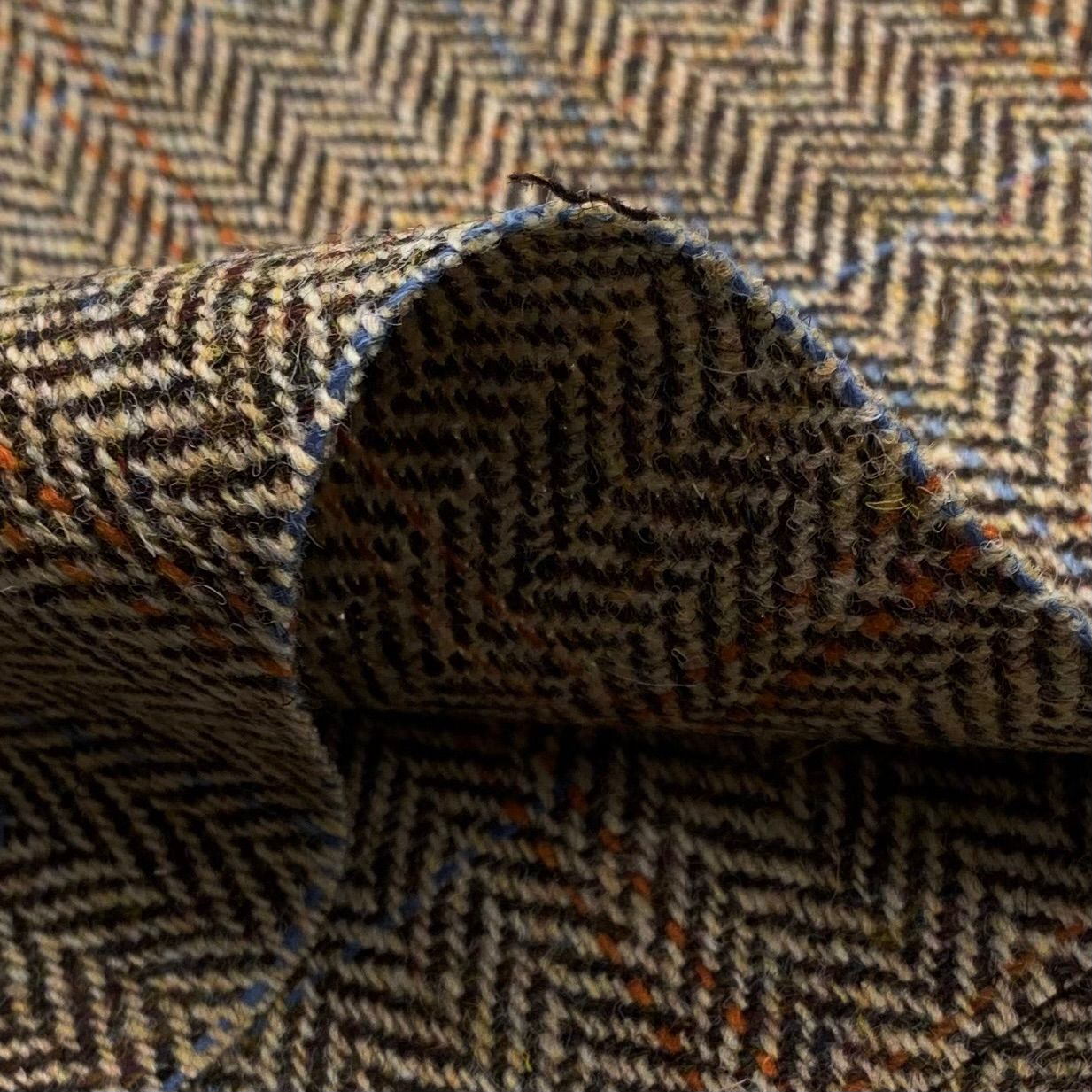 英国生地 [Harris Tweed]ハリスツイード ステンカラーコート 茶系