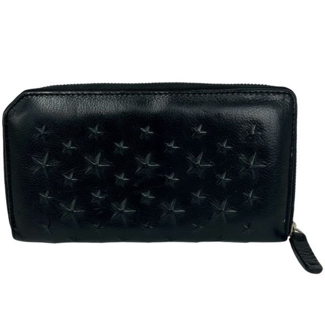 ジミーチュウ　折り財布　ラウンドファスナー　エンボス　スター　コンパクト　レザー ジミーチュウ 折り財布 ラウンドファスナー エンボス スター