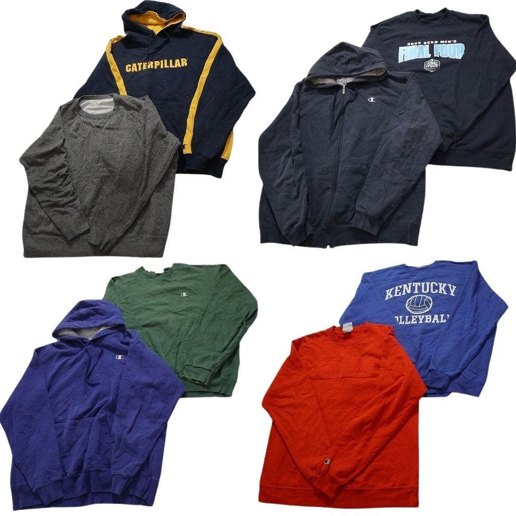 古着卸 まとめ売り チャンピオン Champion スウェット 8枚セット メンズ XL フルジップ フーディー ツートン 古着 NC3907