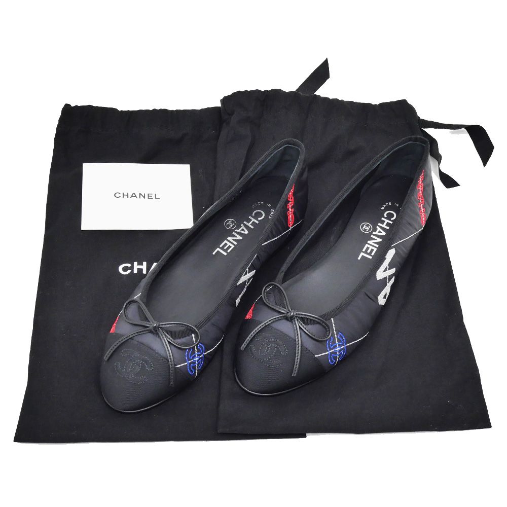 名東】シャネル バレリーナシューズ ブラック 黒 ココマーク ロゴ