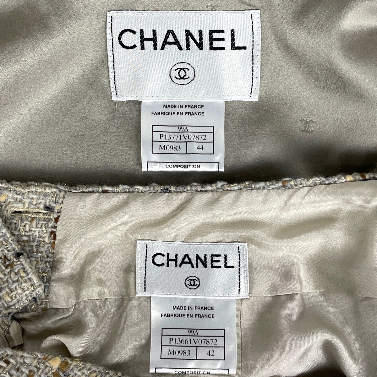 CHANEL シャネル スカート ウール ロゴ 99A ダークグレー 灰色 38