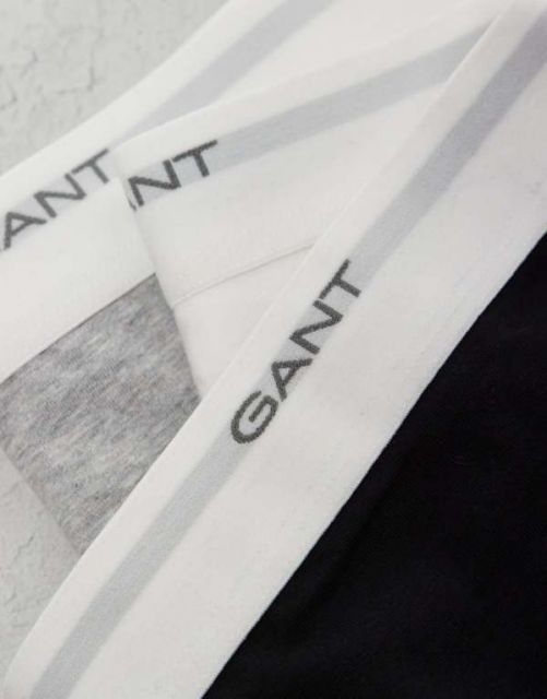 ガント メンズ トランクス アンダーウェア GANT 3 pack boxer briefs with logo waistband in black gray white Black white
