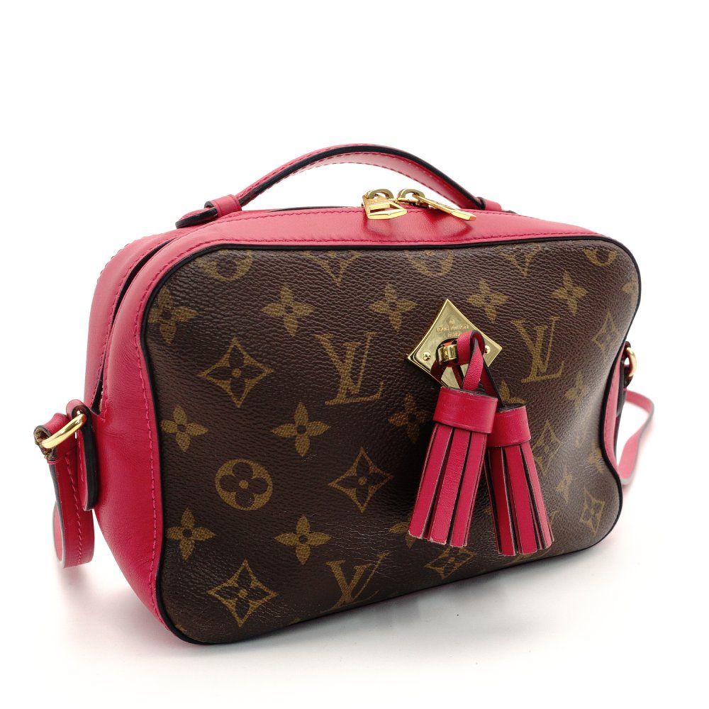ルイヴィトン LOUIS VUITTON サントンジュ ショルダーバッグ モノグラム キャンバス ブラウン×ピンク PVC レザー クロスボディタッセル 7-9-516