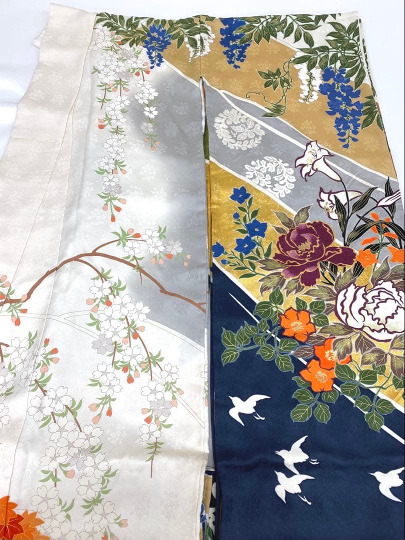 振袖 豪華 青柳 十日町 金駒 振袖 豪華 金駒 ラメ刺繍 紋意匠 身丈 