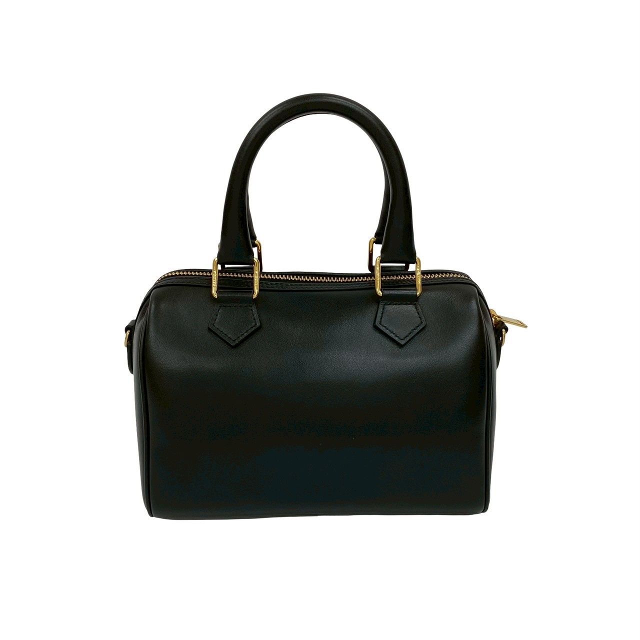 CELINE ブラックレザーハンドバッグ MINI 未使用保管品 CELINE セリーヌ キュイル トリオンフ ロゴ レザー