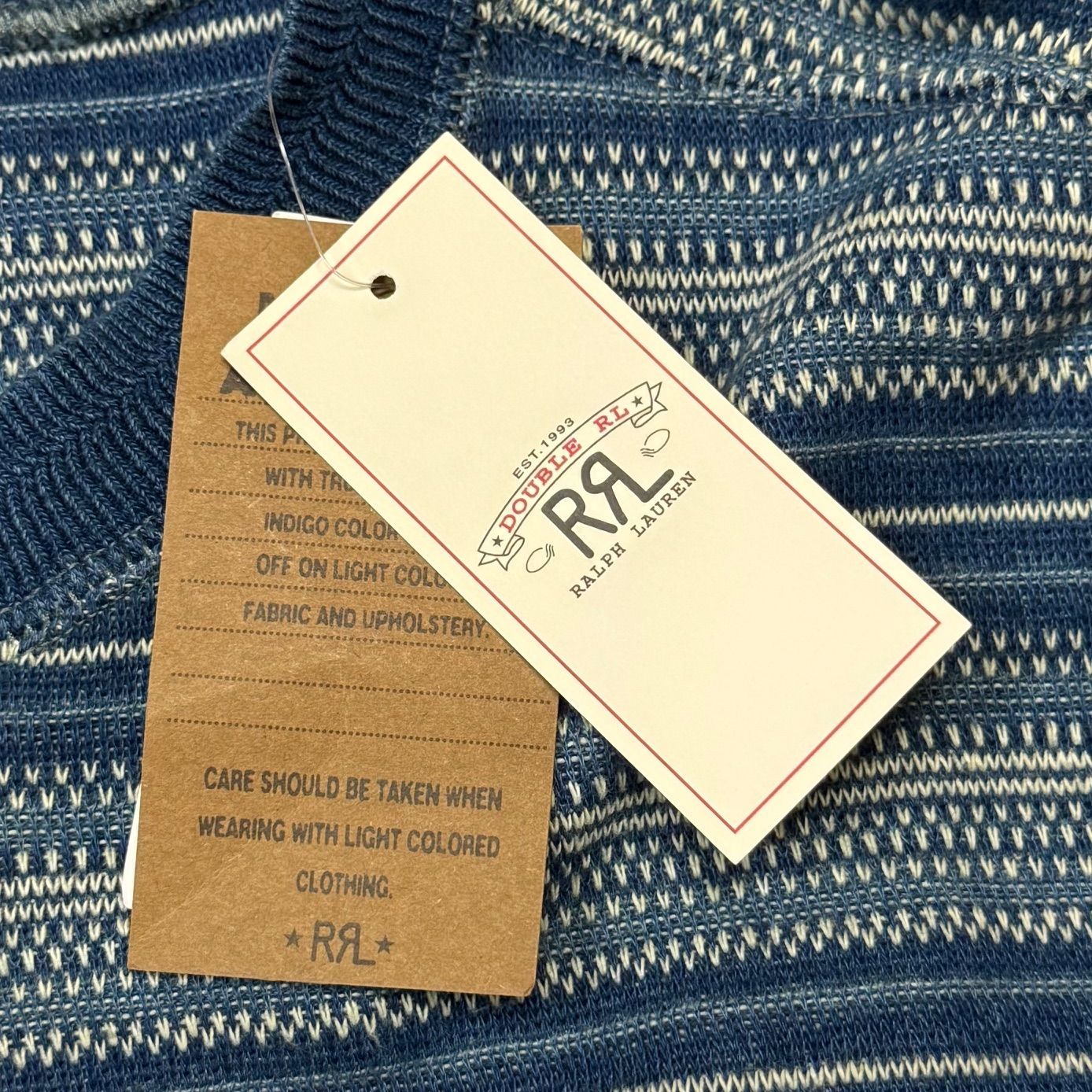RRL  ヘンリーシャツ インディゴ ストライプ ジャカード RRL (ダブルアールエル) インディゴ ストライプド ジャカード