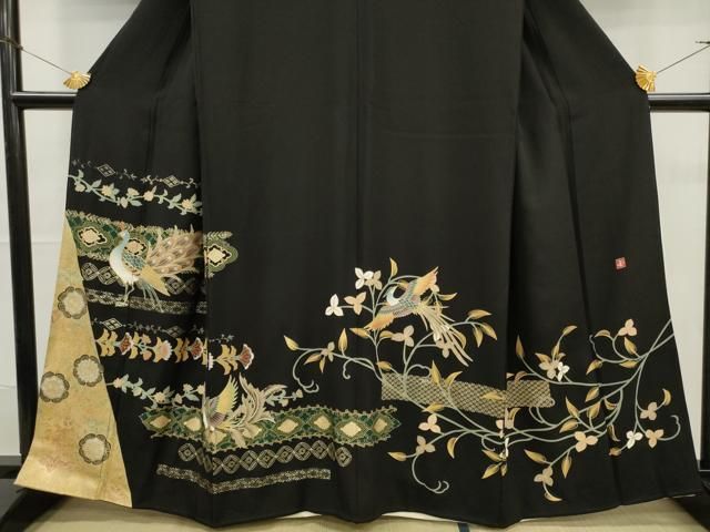 平和屋着物□豪華黒留袖 駒刺繍 霞花丸文 金彩 高島屋扱い 逸品