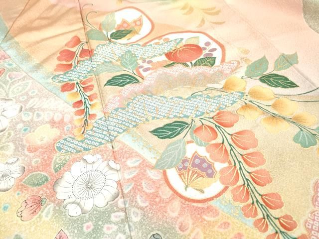 平和屋着物▽豪華振袖 絞り 辻が花 舞蝶花丸文 暈し染 金彩 正絹