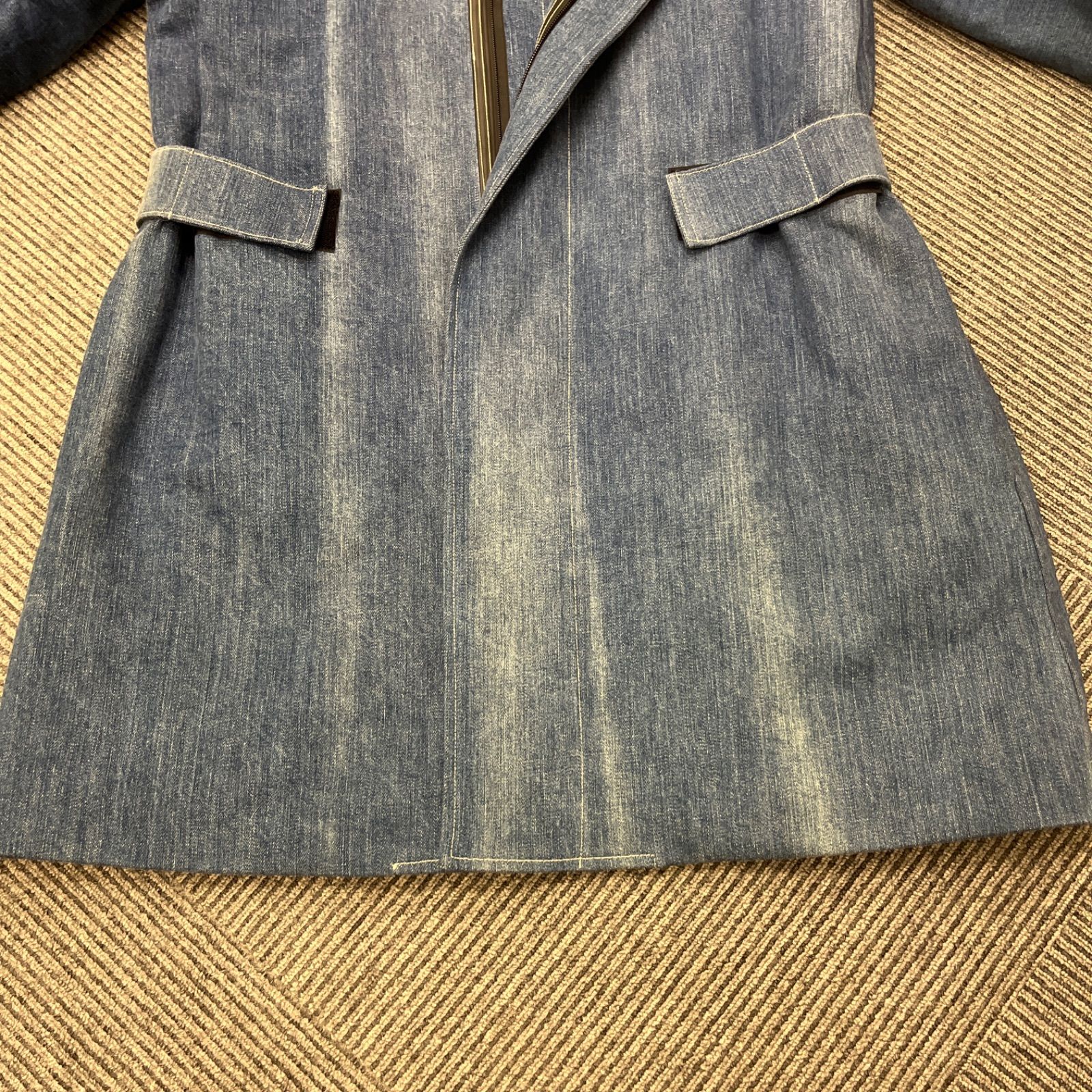 DIESEL デニムジャケット ベルトマジックテープ調節ノーカラー中古美品  