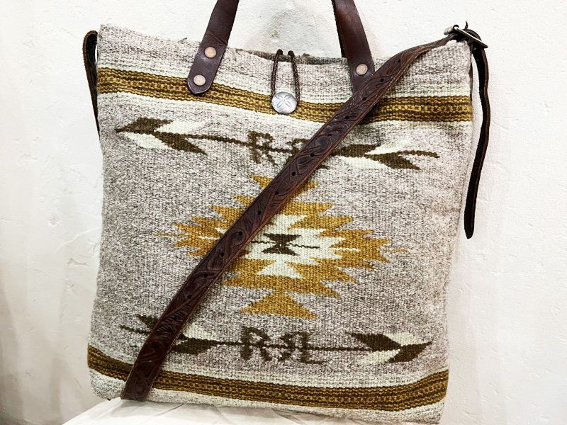 ラッキージョン　ネイティブ　ラグ　レザートートバックオリジナル　ダブルアールエル ラッキージョン ネイティブ ラグ レザートートバックオリジナル