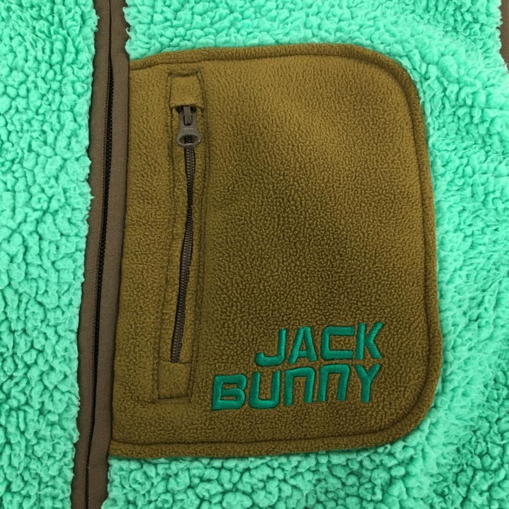 Jack Bunnyゴルフ フリースベスト サイズ5 ジャックバニー ボアベスト ライトグリーン×ブラウン 裏フリース