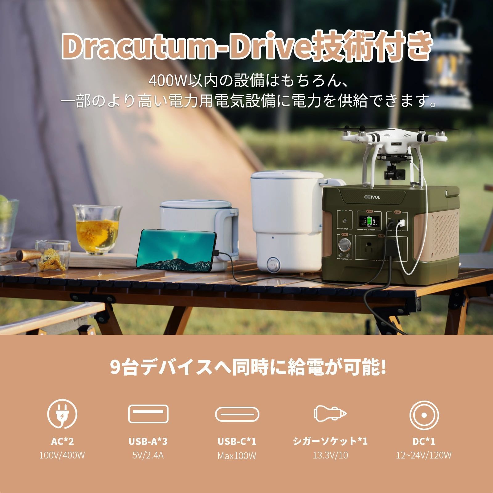 EEIVOL ポータブル電源 リン酸鉄355Whとソーラーパネル40W Amazon.co.jp: EEIVOL ポータブル電源 リン酸鉄 355Wh AC400W