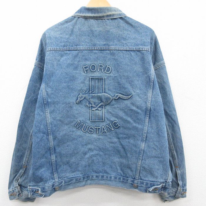 XL/古着 長袖 ジージャン メンズ 90s 馬 MUSTANG 大きいサイズ コットン 紺 ネイビー デニム spe 23oct25 中古 アウター Gジャン ジャケッ