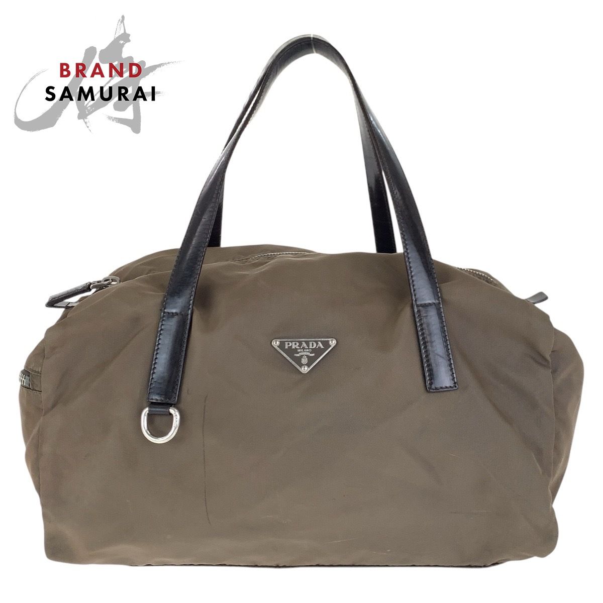 PRADA プラダ テスート 三角ロゴプレート グレー シルバー金具