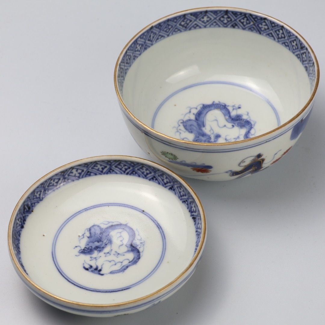 314 色絵 染付 唐子 牛 古伊万里 伊万里焼 骨董 アンティーク 飯