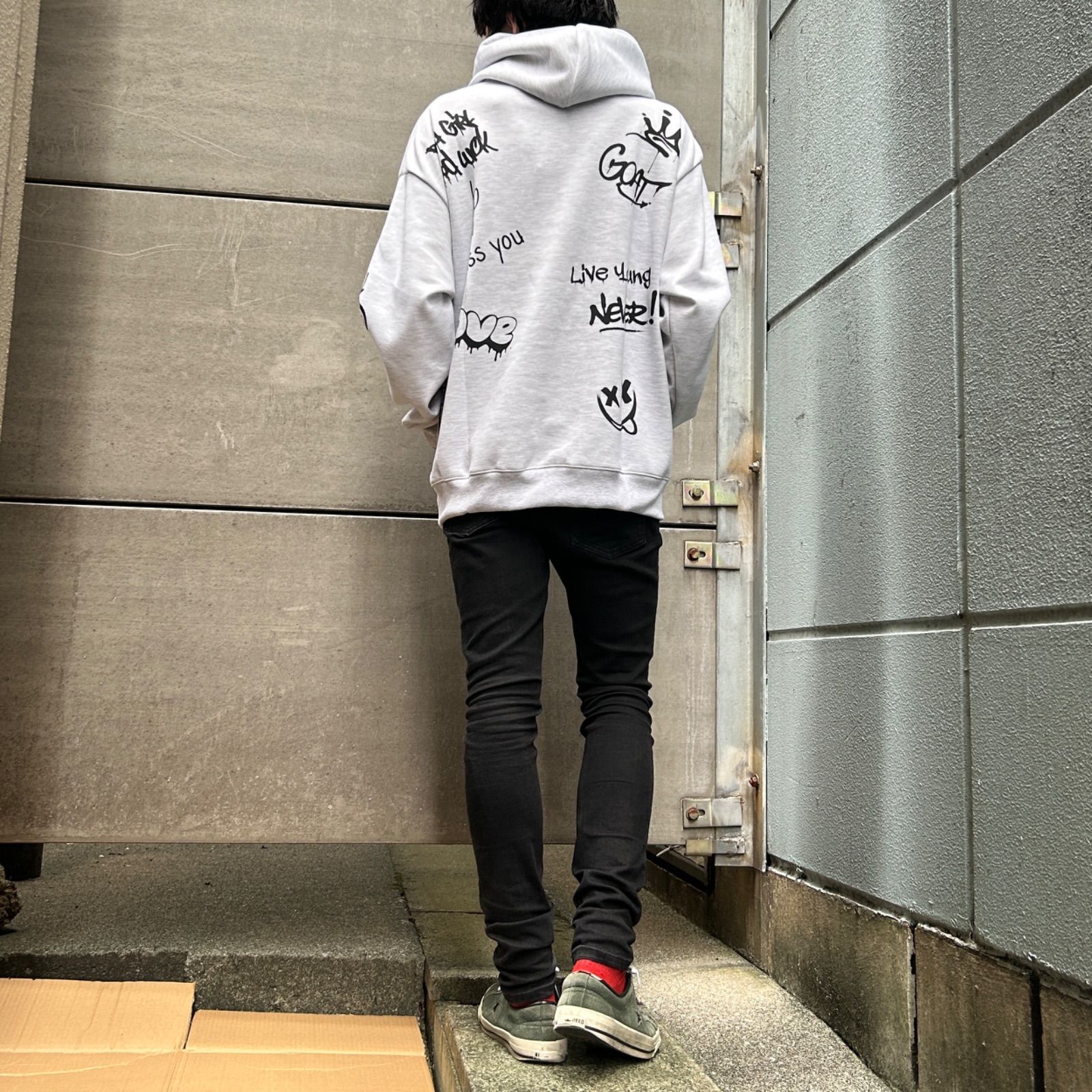 2nd ARCHIVE 総柄 MESSAGE プリント プルパーカー】セカンド