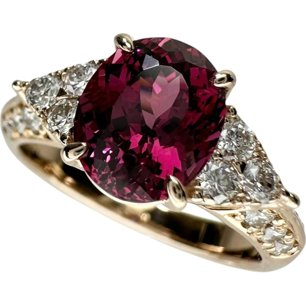 ロードライトガーネット ダイヤ K18PG リング 指輪 レディース