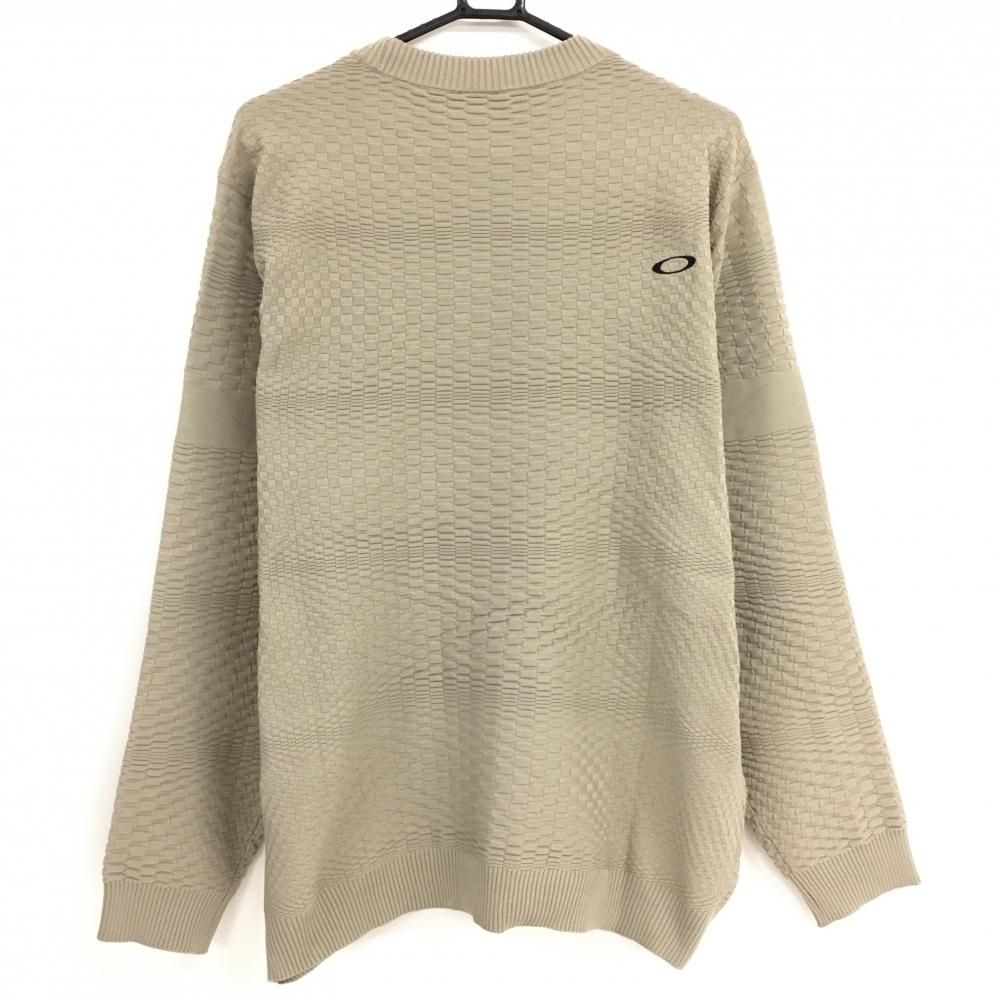 超 オークリー セーター ベージュ 変形格子柄 メンズ XL ゴルフウェア モデル Oakley