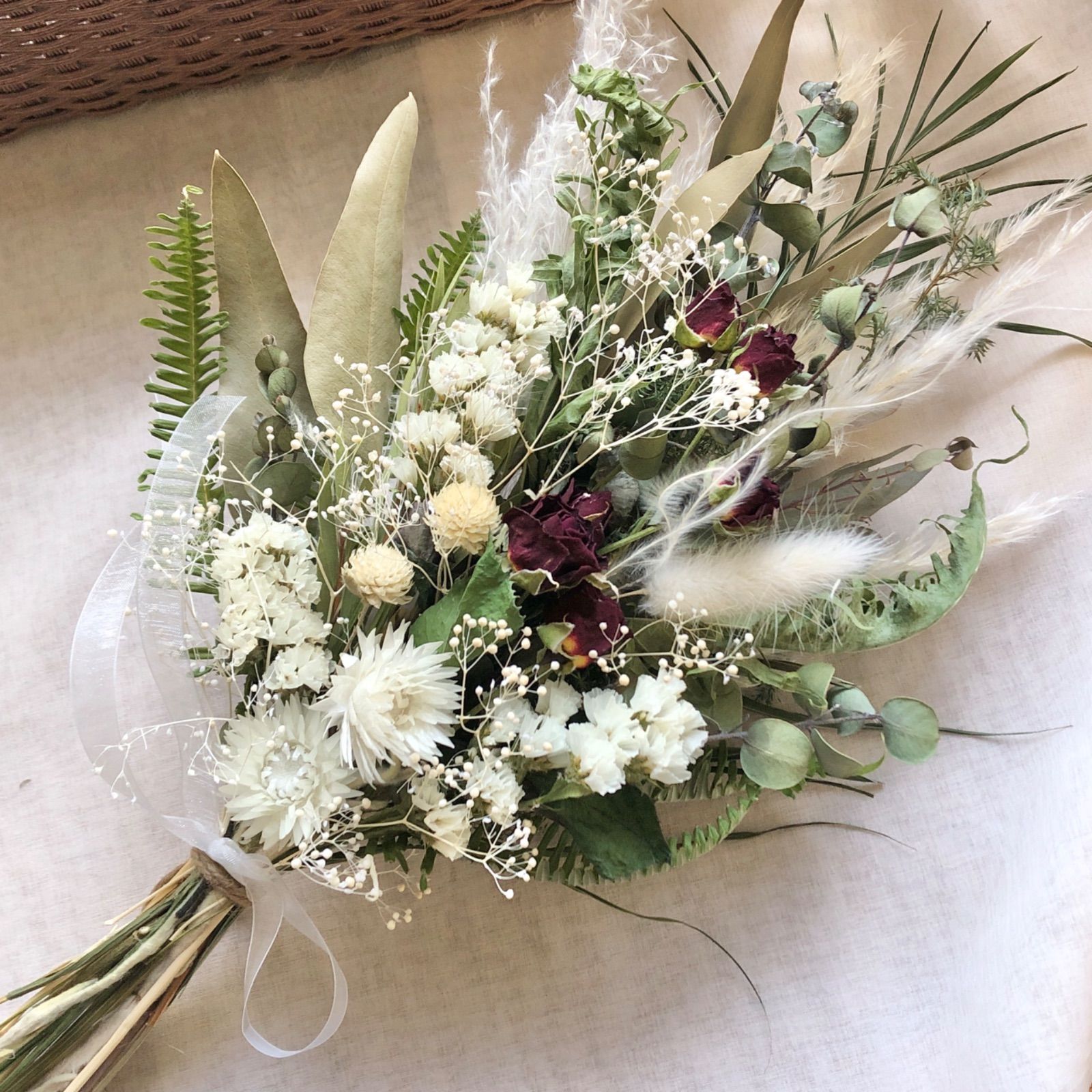 ＊Natural＊スプレーバラとホワイトスワッグ♡ドライフラワースワッグ Natural＊スプレーバラとホワイトスワッグ♡ドライフラワースワッグ