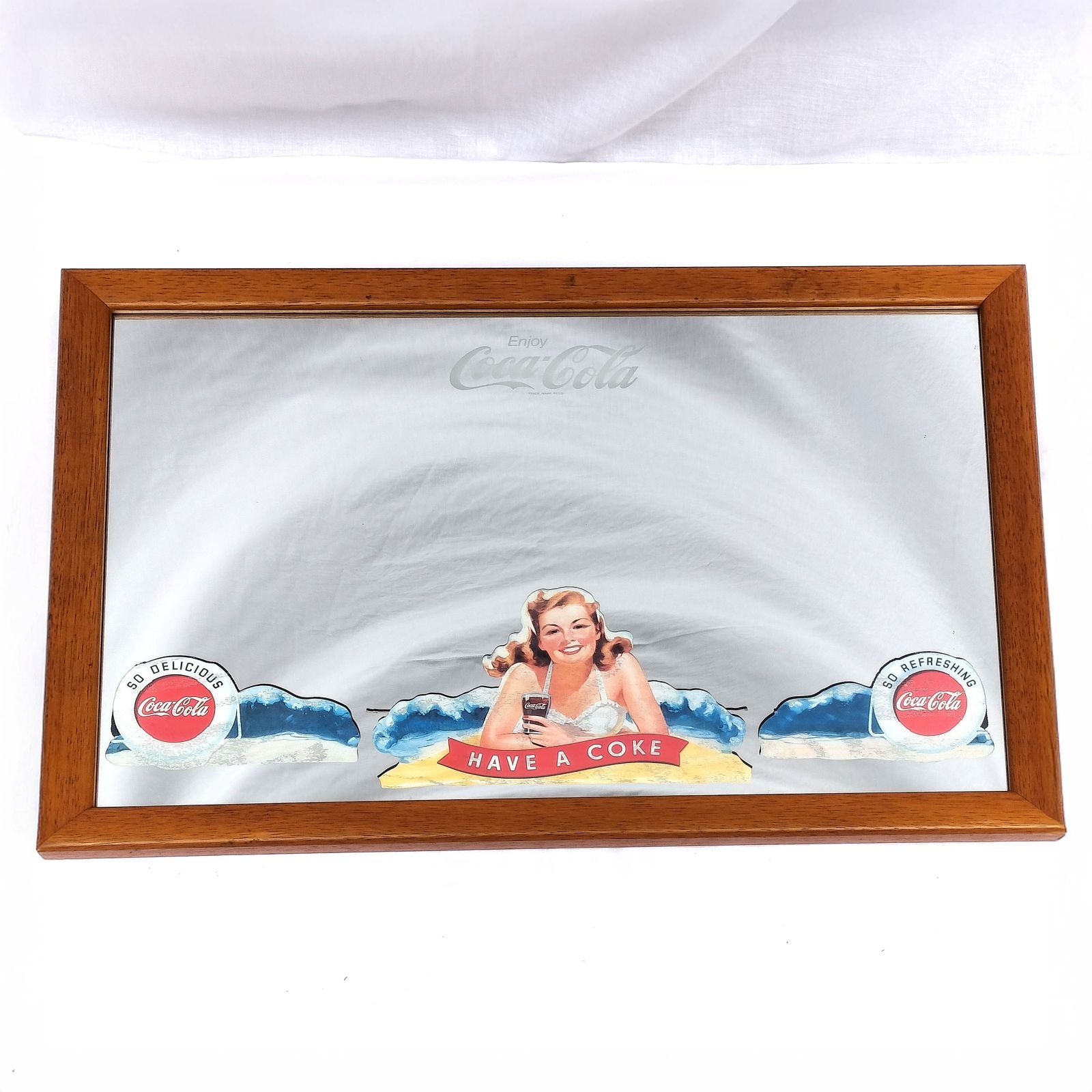 希少　ビンテージ　28年前　コカコーラ パブミラー 鏡 コカコーラ パブミラー 鏡 希少 ビンテージ 28年前 コカコーラ