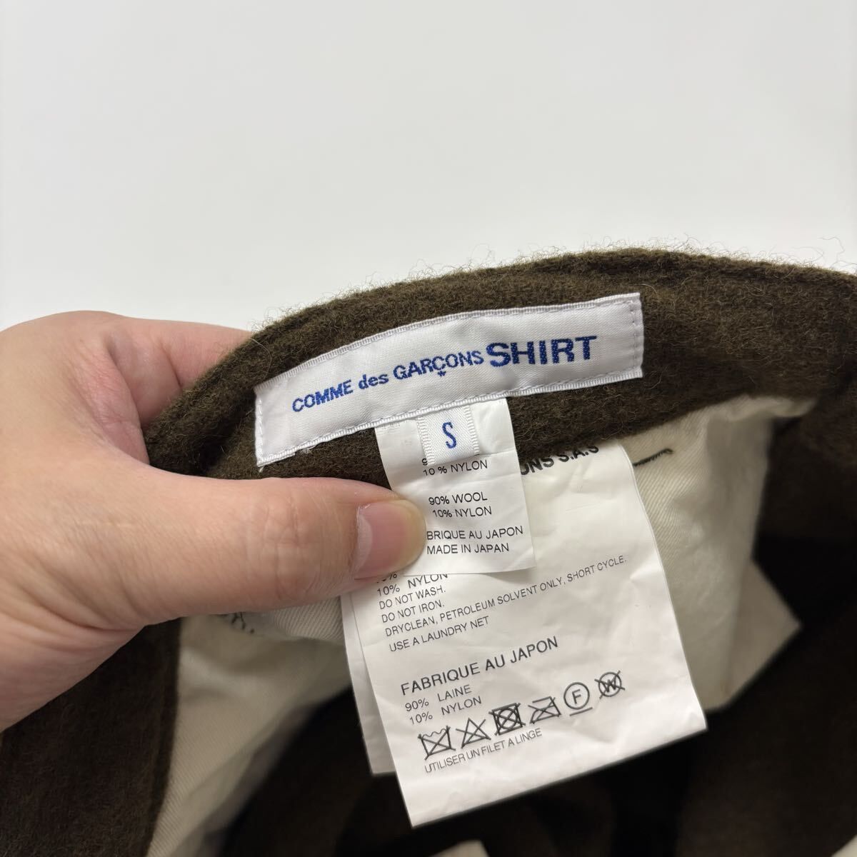 23 aw 2025 COMME des GARCONS SHIRT コム デ ギャルソン シャツ 縮絨 パンツ WOOL NYLON TWEED GARMENT MILLED PANTS size S 710 0180 スラックス 男性向け
