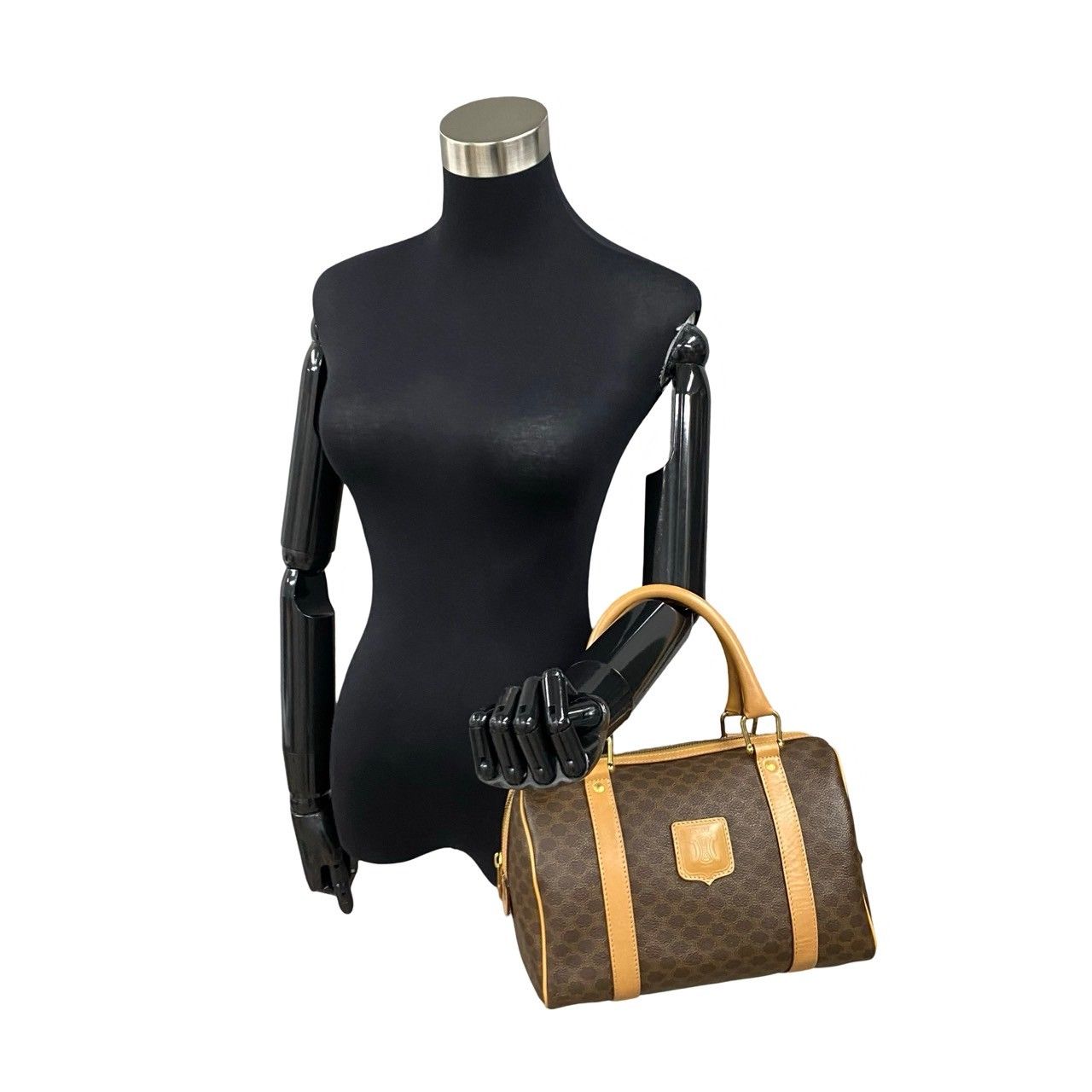 極美品 CELINE セリーヌ マカダム ブラゾン ロゴ 柄 レザー PVC