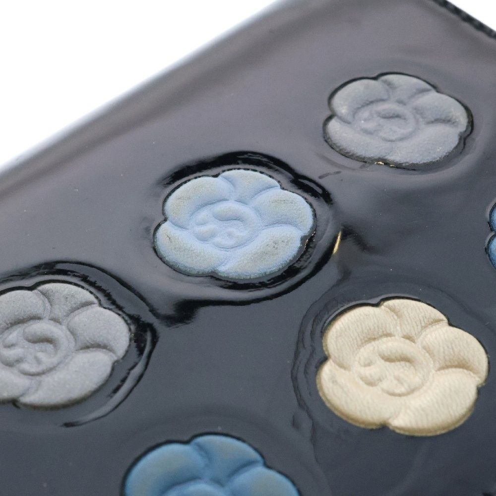 CHANEL シャネル ココマーク カメリアメイクアップパレットウォレット パテント長財布 ブラック CHANEL (シャネル) ココマーク カメリアメイクアップパレット