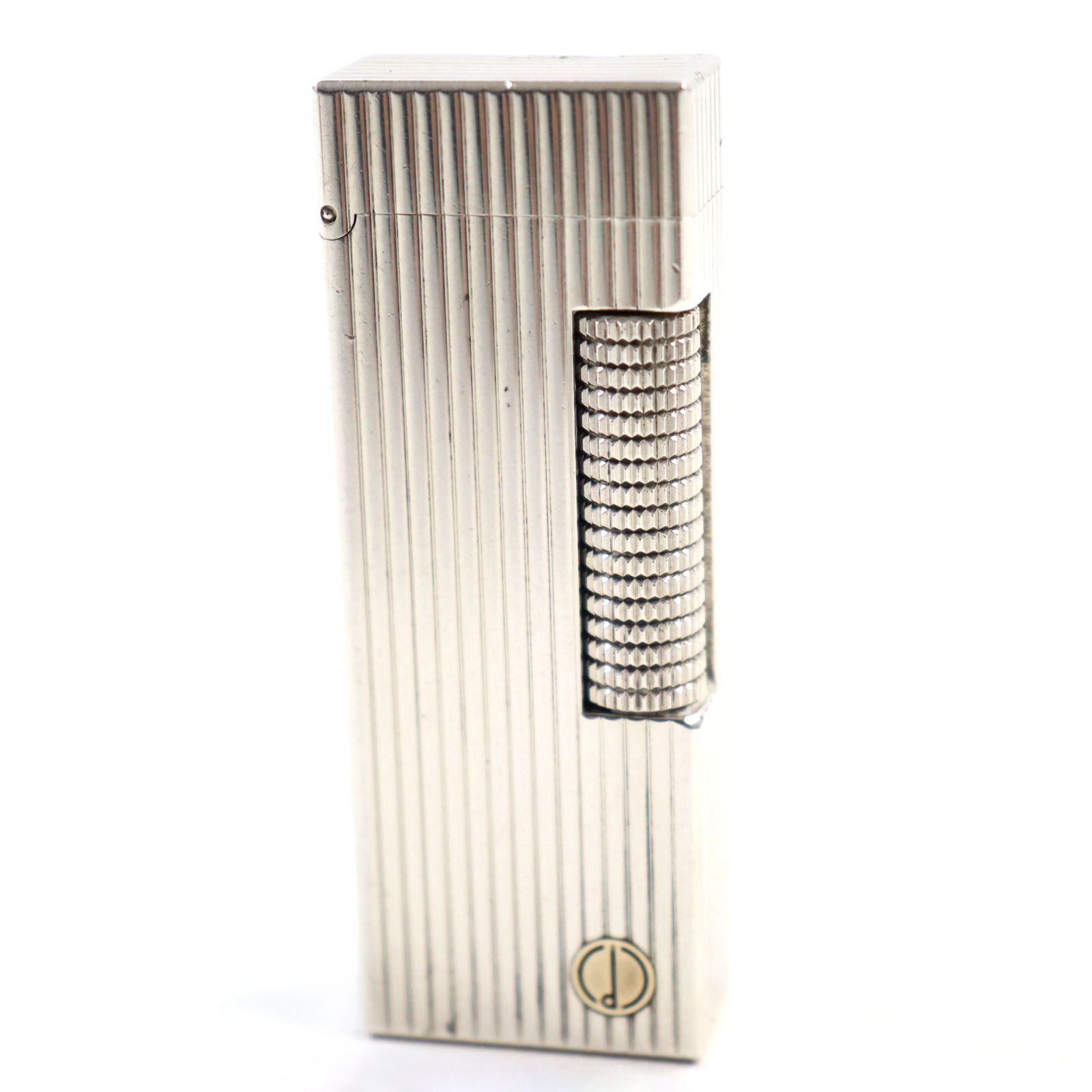 良品○Dunhill ダンヒル ロゴ金具付き ストライプエンボス